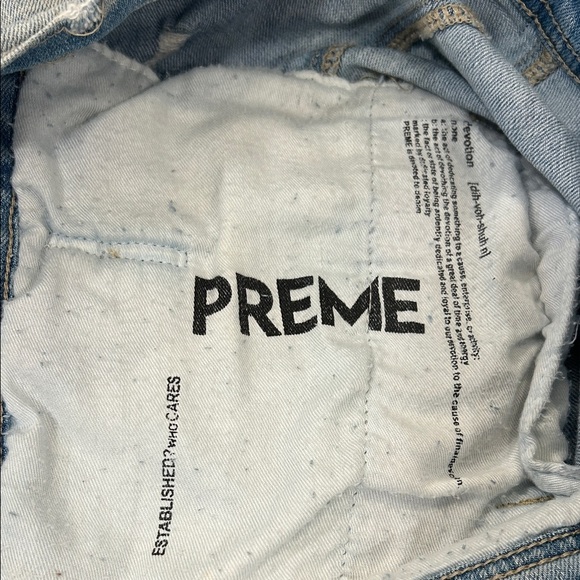 Preme Light Blue Distressed Whitewash Denim Jean Button Down Men’s Jacket Medium - Picture 13 of 16